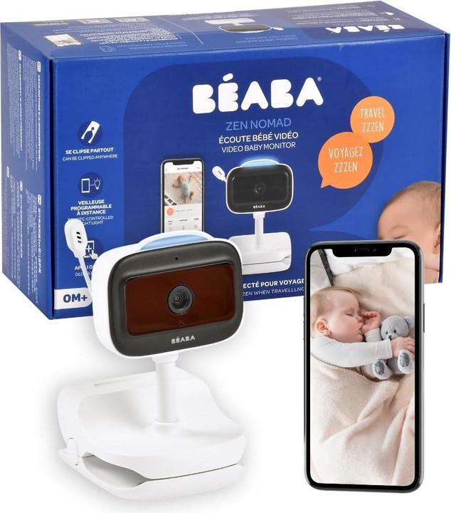 Beaba Draadlose Babyfon mit App, Nachtsicht, Clip, Thermometer, 6h Akku (Video & Audio)