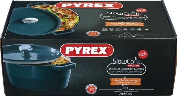 Produktbild Pyrex Slow Cook Bratentopf oval, mit Deckel, Länge: 330 mm, grau (Bräter + Schmortopf, Gusseisen)