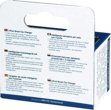 Image du produit Arctic Chargeur de voiture 7200, chargeur de voiture USB à 3 ports.