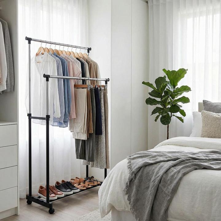Actual product image Homeline Adjustable double clothes rack