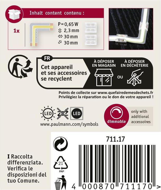 Produktbild Paulmann 1000 Full-Line COB Stripe Ecke (Warmweiss, 3 cm, Indoor)