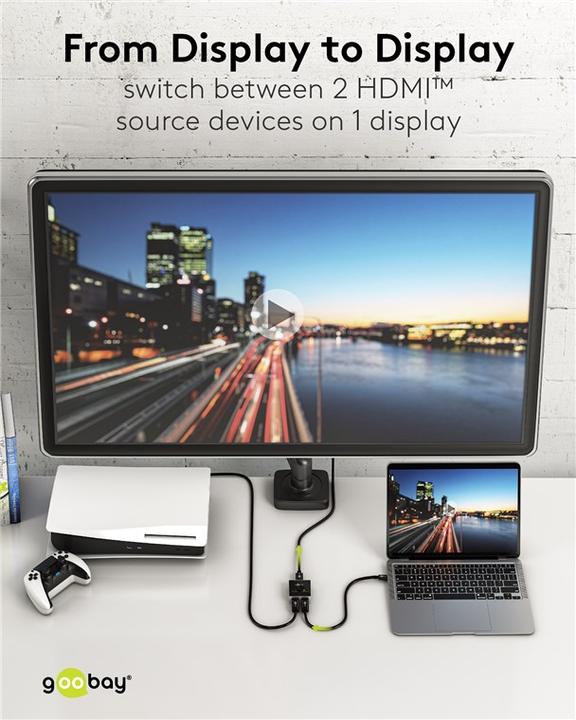 Produktbild Goobay Manuelle HDMI-Umschaltbox 2 auf 1 4K @ 60 Hz