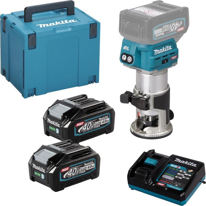 Produktbild Makita RT001GM205 Akku-Multifunktionsfräse 40V max. / 4 Ah 2 Akkus + Ladegerät im MAKPAC