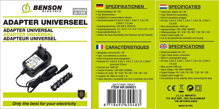 Produktbild Benson Electric Universal Netzteil