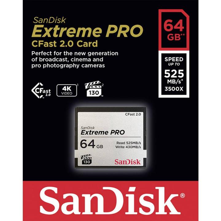Image du produit Sandisk CFast Card Extreme Pro 64GB (64 Go, CFast 2.0)