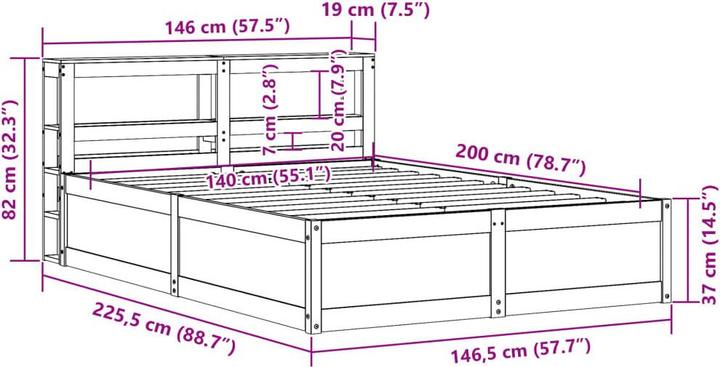 Actual product image vidaXL Bettrahmen (140 x 200 cm)