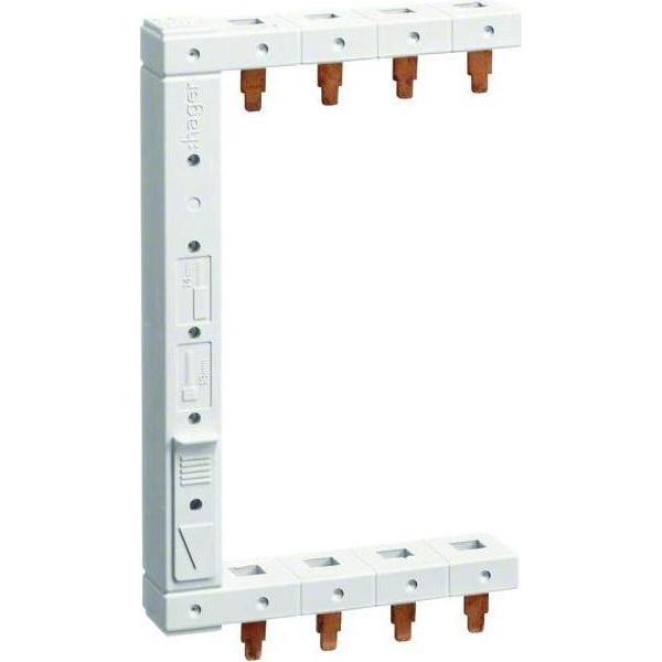 Hager, Verteilerschrank Zubehör, Phasenschiene 3+N-polig KCF663L 2reihig 125mm links vertikal