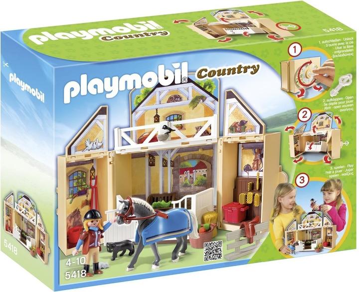 Immagine prodotto Playmobil Box da gioco pieghevole per il maneggio (5418, Paese Playmobil)