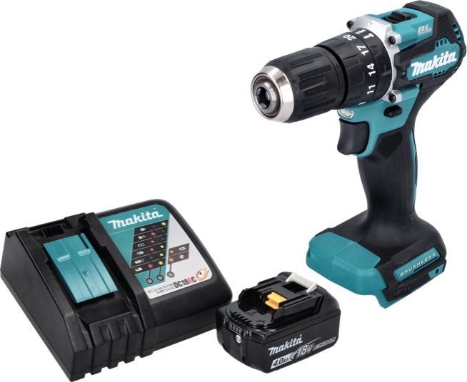 Productafbeelding Makita DHP 487 RM1 Accu-slagboormachine 18 V 40 Nm Borstelloos + 1x accu 4.0 Ah + lader (Oplaadbare batterij)