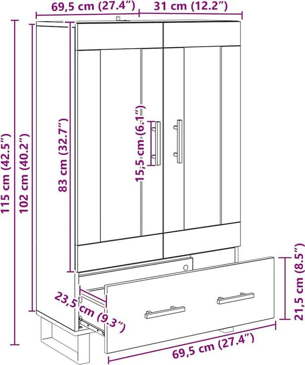 Image du produit vidaXL Aufbewahrungsschrank (69.50 x 31 x 115 cm)