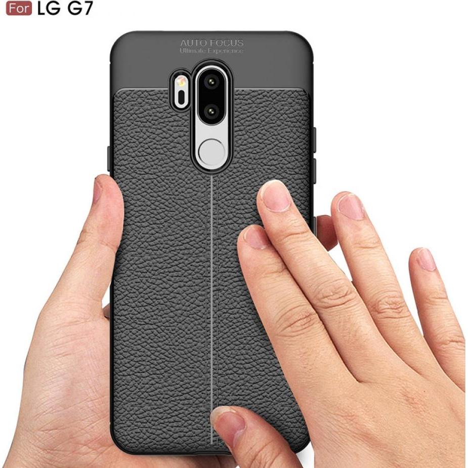 Thumbnail - Screenguard LG G7 ThinQ Hülle Leather Design TPU Cover (LG G7 ThinQ), Smartphone Hülle, Schwarz
