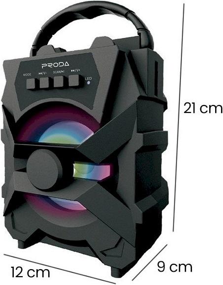 Actual product image Proda Xunshen Portable Wireless Bluetooth Speaker FM Radio + Micro SD (4 h, USB power delivery)