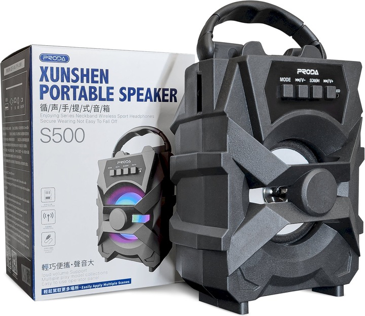 Actual product image Proda Xunshen Portable Wireless Bluetooth Speaker FM Radio + Micro SD (4 h, USB power delivery)