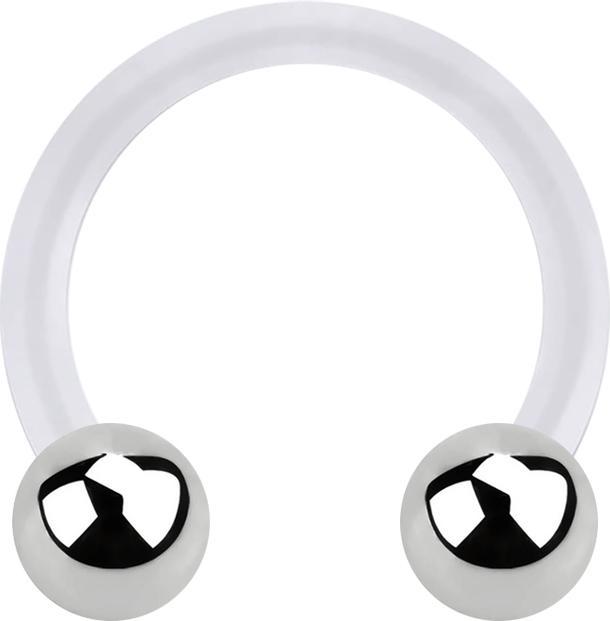 Produktbild Star Piercing Micro Circular Barbell transparent mit zwei Kugeln silber (Chirurgenstahl 316L, Bioflex, ohne Messing)