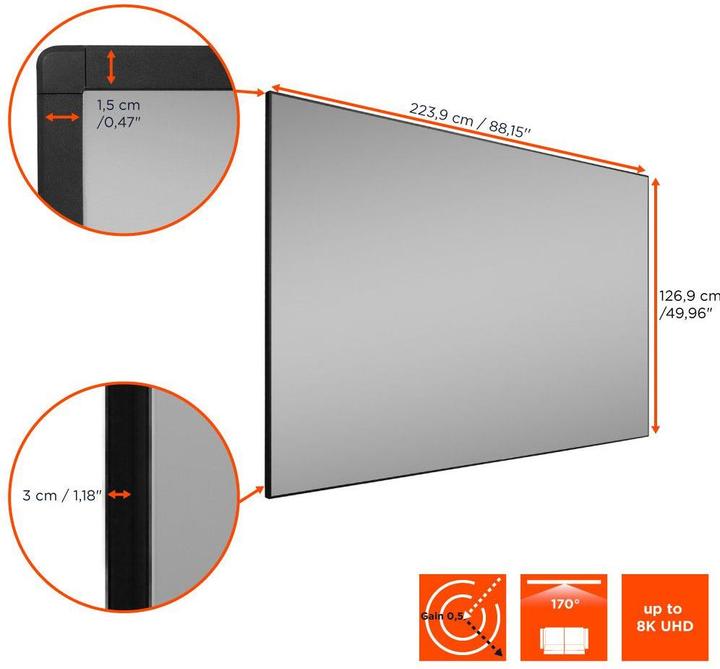 Actual product image Celexon CLR HomeCinema UST high contrast framed screen V2.0 100" (100", 16:9)