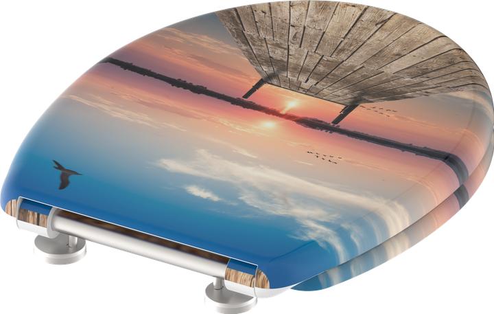 Actual product image Schütte WC seat Duroplast WC seat SUNSET SKY Soft-close mechanism Quick-release fastener 82378 Sunset