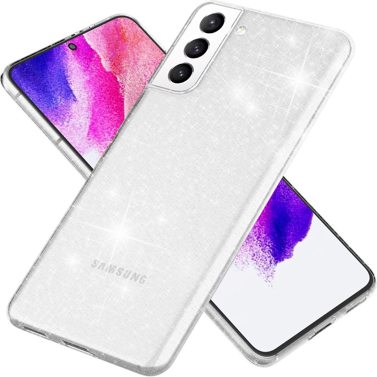 Nalia Klare Glitzer Silikon Handyhülle (Samsung Galaxy S21 FE), Smartphone Hülle, Transparent