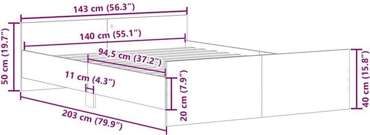 Actual product image vidaXL Bettgestell (140 x 200 cm)