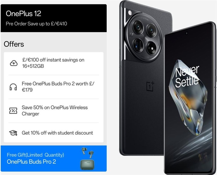 Produktbild OnePlus 12 (256 GB, Silky Black, 6.82", Dual SIM, 50 Mpx, 5G)
