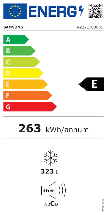 Energie-Label Samsung DIEPVRIESKAST RZ32C7CBEB1/EF (Freistehend, 323 l)