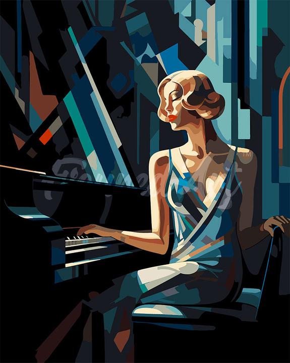 Actual product image Figured'Art Paint by Numbers - Art Deco Woman at a Piano