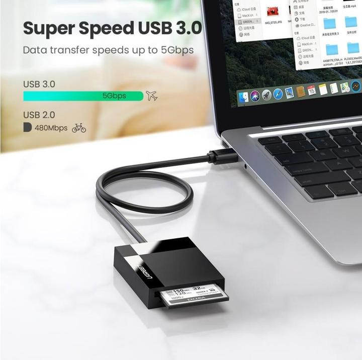 Image du produit Ugreen Lecteur de carte mémoire USB 3.0 SD/Micro SD/CF/MS noir (CR125 30333) (USB 3.0)