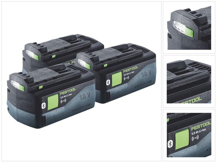 Produktbild Festool Akku Set 3x BP 18 Li 5,0 ASI Akku 18 V 5,0 Ah / 5000 mAh Li-Ion ( 3x 577660 ) Bluetooth mit (18 V)