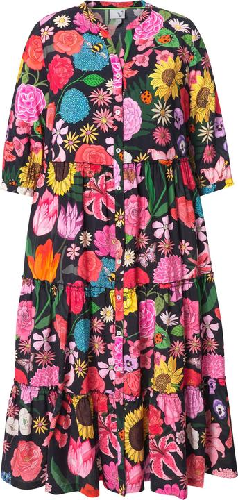 Immagine prodotto Ulla Popken Maxi abito con fiori, collo alto, maniche a 3/4 e volant (54)