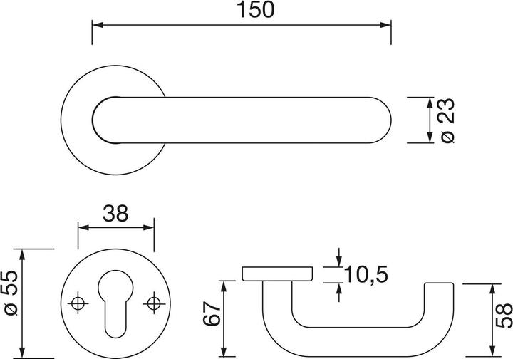 Actual product image Hewi Door fitting 111.23 R | Door handle for interior door on WC rose | pure white (Door handle)