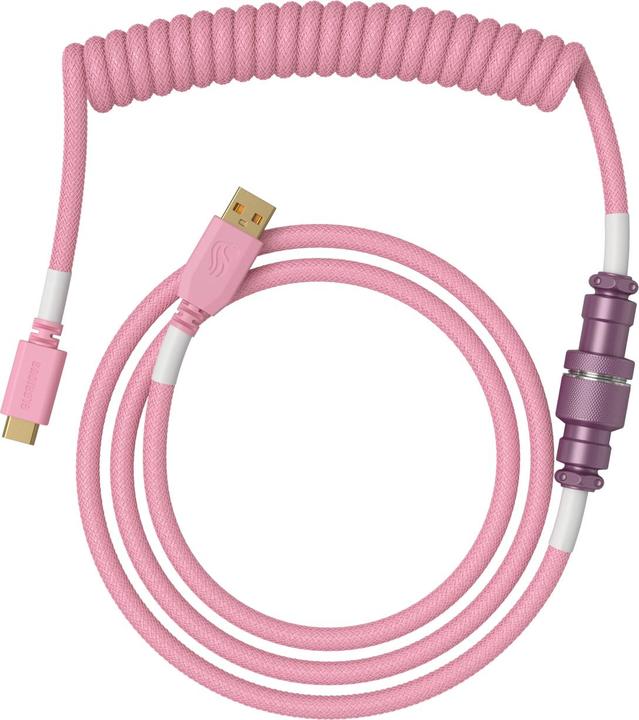 Glorious GMMK Coiled Cable Pixel Pink, coiled cable, USB-C/USB-A - pink (1.40 m)