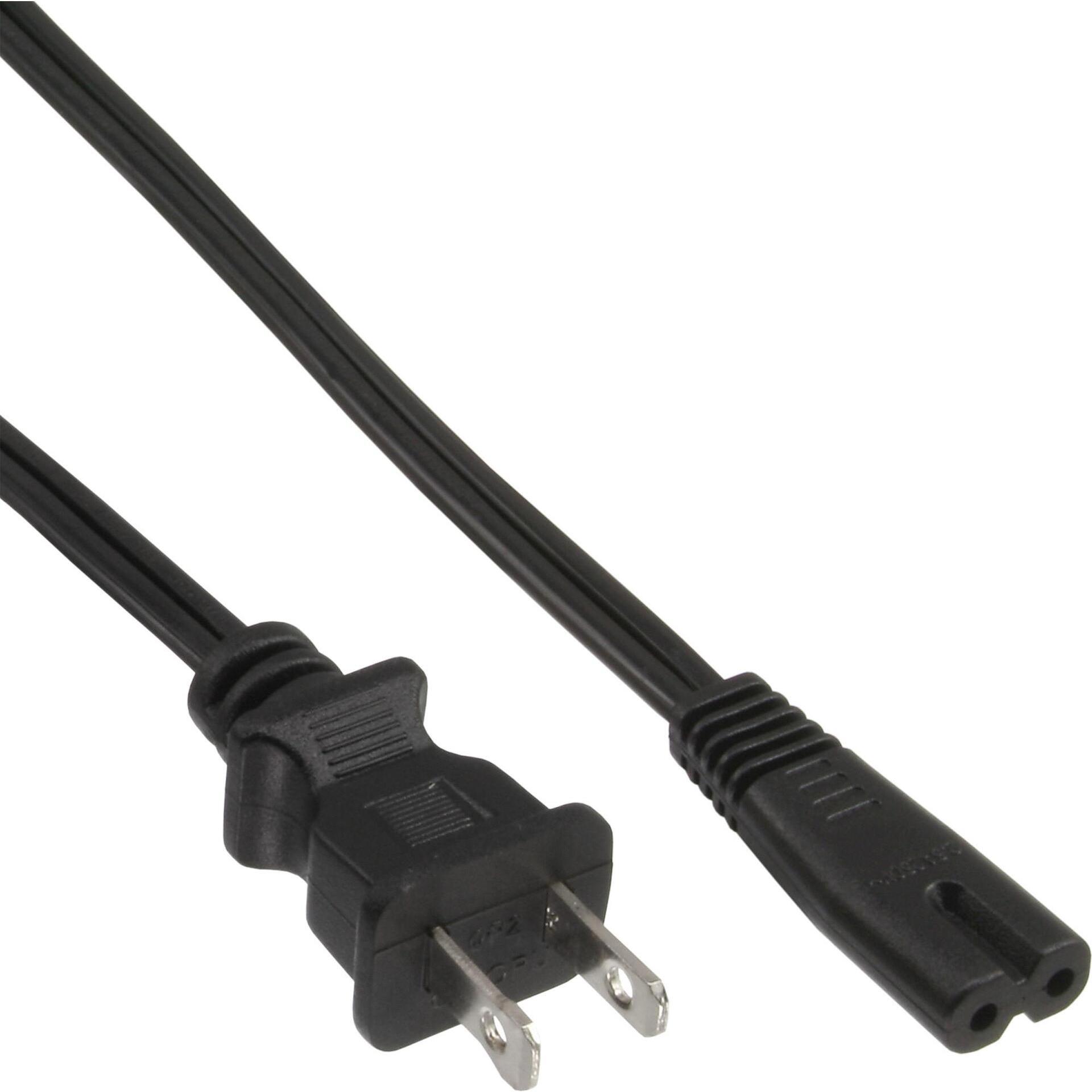 InLine 65er Bulk-Pack  Netzkabel, Netzstecker USA auf Euro 8 C7 Stecker, 1,8m (1.80 m), Stromkabel