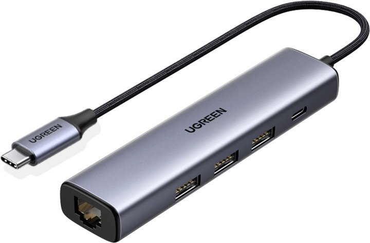 Actual product image Ugreen Gigabit Ethernet Adapter Hub mit USB PD (USB-C, 4 Ports)