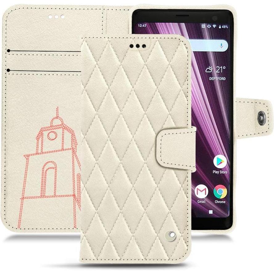 Noreve Lederschutzhülle Wallet (Sony Xperia XZ3), Smartphone Hülle, Weiss