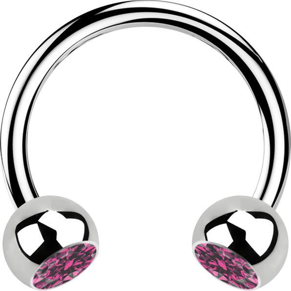 Immagine prodotto Star Piercing Micro Circular Barbell argento con due sfere di cristallo rosa (senza ottone, Acciaio chirurgico 316L)