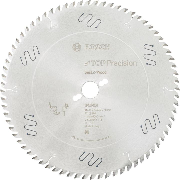 Image du produit Bosch Professional Zubehör Lame de scie circulaire Top Precision Best for Wood, 315 x 30 x 3,2 mm, 72