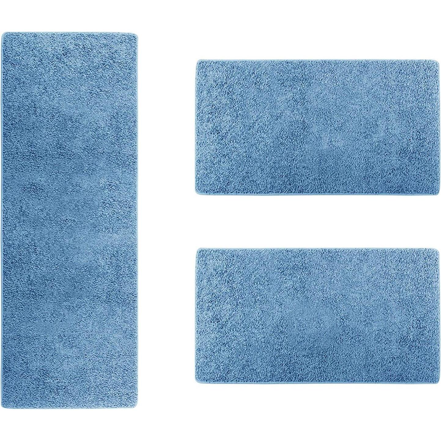 Karat, Teppich, ShaggyBettumrandungBarcelona, Hellblau, 2x 67 x 140 cm und 67 x 250 cm (67 x 250 cm, 67 x 140 cm)