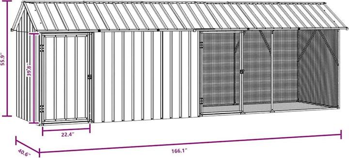 Actual product image vidaXL Aviary with extension anthracite 210x442x247 cm steel