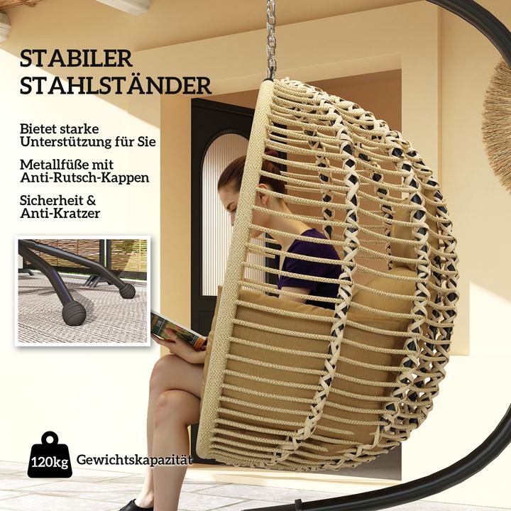Produktbild Outsunny Hängesessel Stahl, Polyester Grau