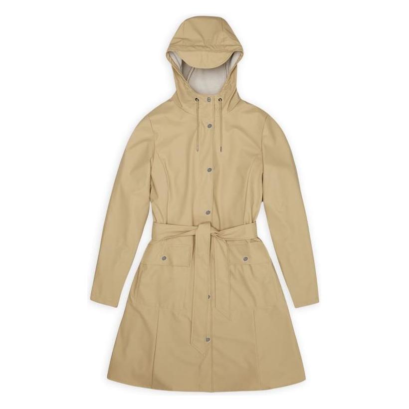 Rains, Vrouwen, Jassen, Curve Lang Jasje W3 2025-Ss, Beige