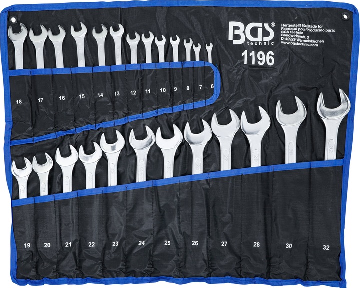 Actual product image BGS Combination Spanner Set 6 - 32 mm 25 pcs. (32 mm, 18 mm, 11 mm, 12 mm, 20 mm, 19 mm, 27 mm, 15 mm, 13 mm, 25 mm, 6 mm, 21 mm, 7 mm, 14 mm, 29 mm, 8 mm, 10 mm, 30 mm, 23 mm, 26 mm, 22 mm, 17 mm, 28 mm, 9 mm, 16 mm, 24 mm, 31 mm)