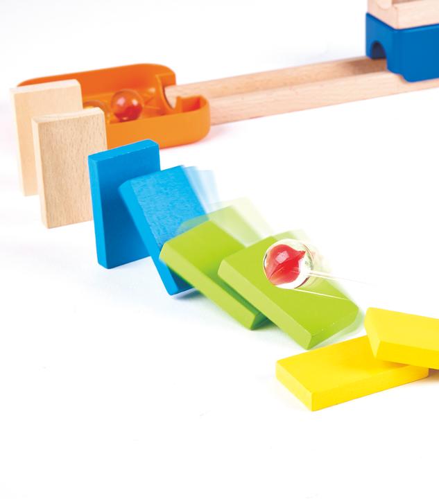 Actual product image Hape Two lane marble run with dominoes
