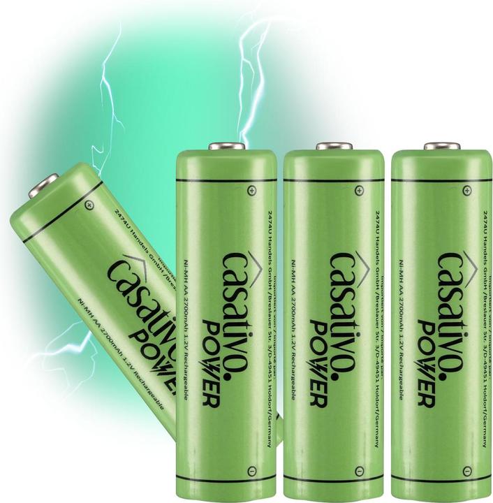 Casativo NiMH-AA/Mignon-Akkus, 2.700 mAh, mit Transport-Case, 4er-Set (4 Stk., AA, 2.70 mAh)