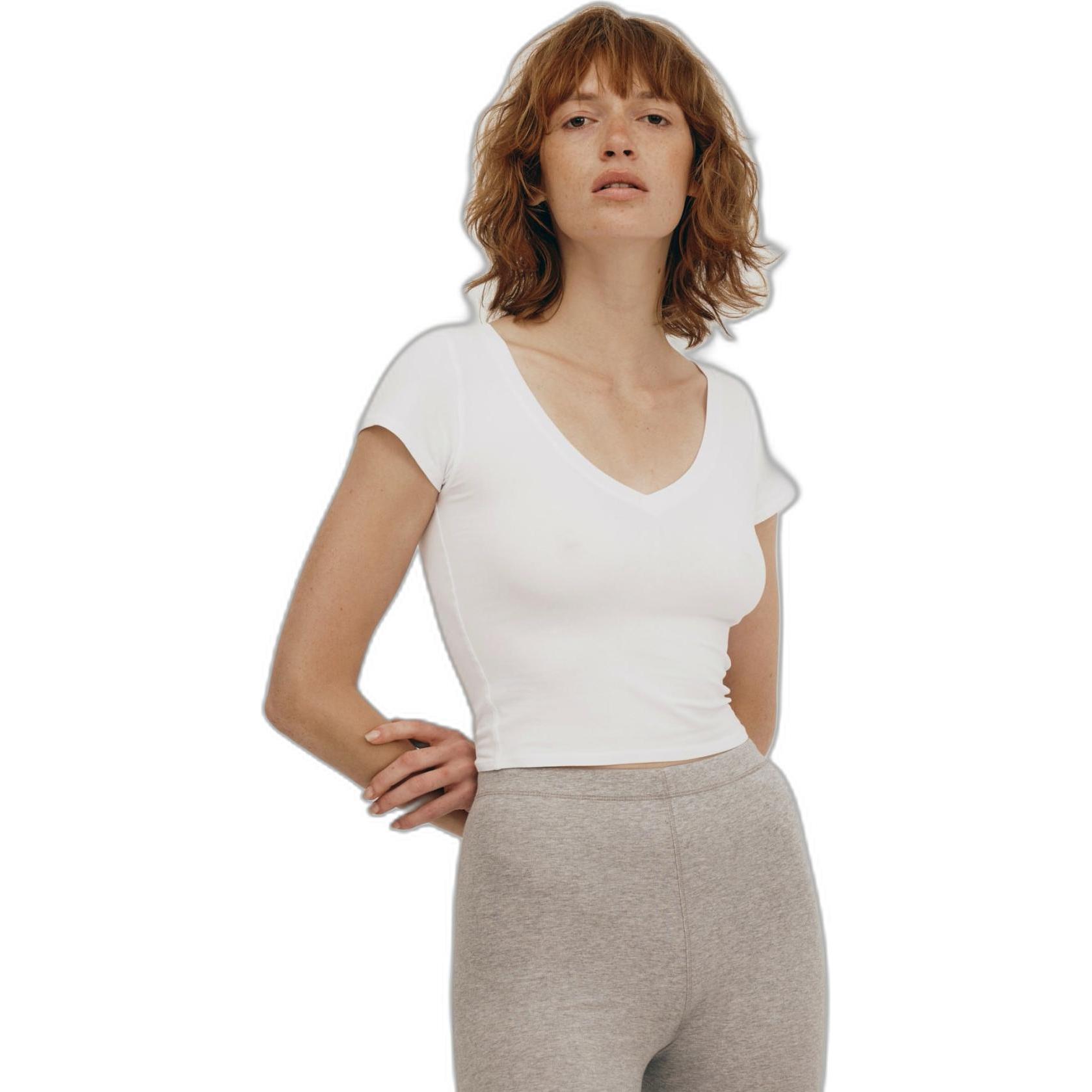 Thumbnail - Organic, Damen, Shirt, t-hirt mit v-auchnitt, damen baic core baby, Weiss, (S)