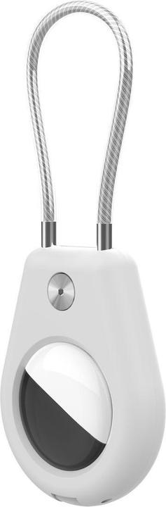 Hurtel Apple AirTag Hülle mit Stahlkabel - Schwarz + Weiss (2 Stück)