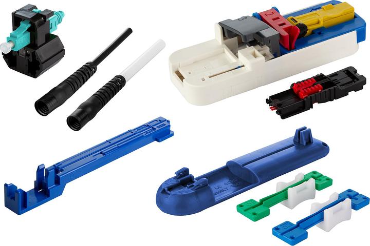 Produktbild Metz Connect MetzConnect OpDAT FAST LWL-Stecker + Cleaver + Kabelassemblierungsset, Multimode LC, OM3/OM4, Aqua