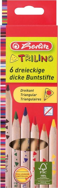 Produktbild Herlitz Buntstifte 3-kant natur Trilino 6er Hängeschachtel (Holz, 6 x)