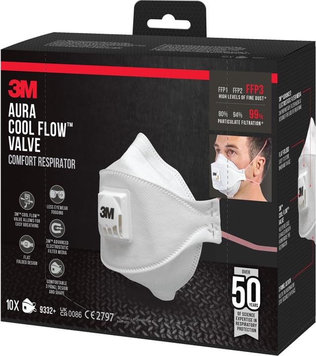 Produktbild 3M Aura Partikelmaske 9332PRO10 (FFP3, 10x)