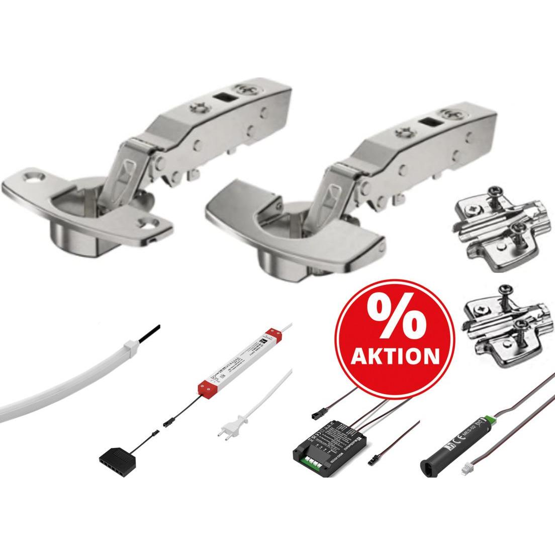 Hettich, Möbelscharnier, Aktions-Set Topfbänder Sensys 8645i inkl. Montageplatte 8099 u