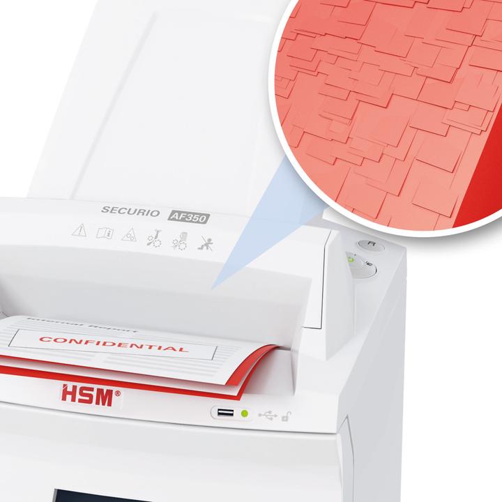 Produktbild HSM SECURIO AF350 Aktenvernichter mit Partikelschnitt P-6 0,78 x 11 mm 350 Blatt weiss (Partikelschnitt)