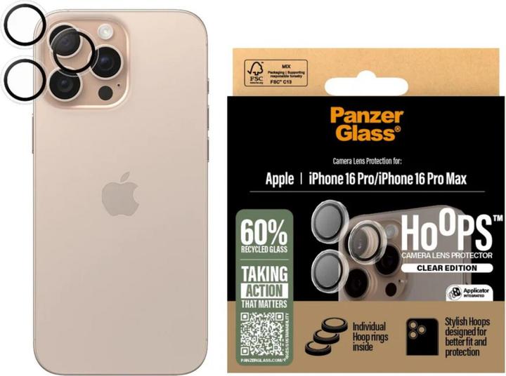 Immagine prodotto PanzerGlass Hoops Protezione trasparente per iPhone '24 6.3" Pro/ 6.9" Pro (1 Pezzo/i, Apple iPhone 16 Pro)